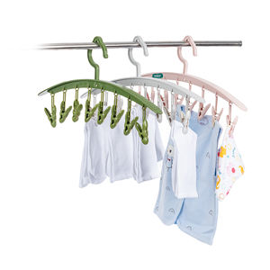 Hokori 1T laundry drying hanger featuring 8 secure <b>pegs</b> and durable plastic construction for neat <b>clothing</b> organization. - Product Image 5