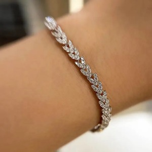 New Collection 925 Moissanite Cut 4.0 Carat Wheat Ear Design Tennis <b>Bracelet</b> for Women Sterling Silver 18K <b>White</b> Gold Plated - Product Image 1