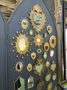 Gold Plated Metal Sacred Heart <b>Mirror</b> Decorative Sunburst Mirrored Wall <b>Hanging</b> Ornament for Easter Decor - Product Image 1