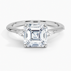 BOJ <b>Ring</b> 032 Asscher Cut 925 <b>Silver</b> Camellia Three Stone Diamond <b>Ring</b> 2ct D Color VVS1 Moissanite GRA Certified Low Price <b>Ring</b> - Product Image 1