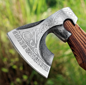 Hacha Vikinga Hecha a Mano con Hoja de Acero Forjado y Mango de Madera, Estilo Cabeza de Tomahawk, Personalizable ODM/OEM, Hacha para Acampar al Aire Libre - Product Image 2
