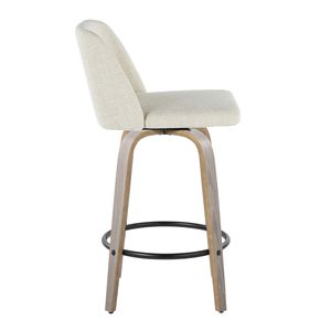 Toriano 26 \ "contemporaneo sgabello da banco a altezza fissa girevole luce grigio legno crema in metallo nero poggiapiedi sedie da pranzo - Product Image 3