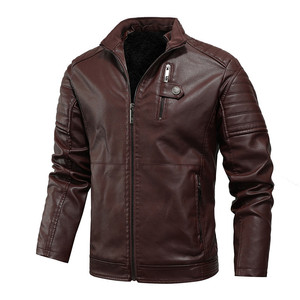 Custom Fleece-Lined PU Quilted Sleeve <b>Men's</b> <b>Jacket</b> Warm Winter Faux <b>Leather</b> Coat Casual Windproof Outerwear - Product Image 5