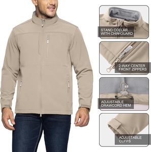 Veste softshell imperméable pour homme, doublée de polaire, coupe-vent, légère, idéale pour les voyages, la randonnée et le golf - Product Image 4