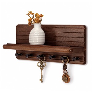 Walnut Wood Veneer with Light Inlay wooden <b>key</b> holders and wall hooks OEM Custom Wholesale | Aqdus Saleem India - Product Image 2