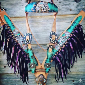 บังเหียนม้าแบบตะวันตกสั่งทำพิเศษ ยี่ห้อ Knotting Head Stall รุ่น Best Buy ทำจากหนังแท้ - Product Image 1