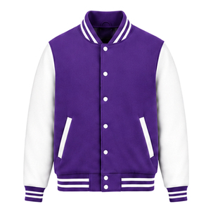 Custom Made Latest Designs Long Sleeve <b>Varsity</b> <b>Jacket</b> Men Stand Collar Front Logo Plain Dyed Eco-Friendly Winter 100% Wool - Product Image 1
