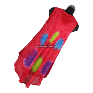 Mono largo con estampado tie-dye, cuello redondo y sin mangas, estilo indio, en tela de rayón natural transpirable, atractivo y con diseño abierto. - Product Image 5