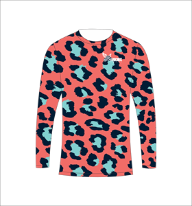 T-shirt de pêche à séchage rapide à manches longues imprimé léopard orange, sublimation athlétique pour l'entraînement - Product Image 5