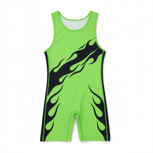 Singlet de Lucha Ajustado con Estampado de Cuadrícula Azul por Sublimación, Unisex para Adultos, de Nailon Transpirable de 160g, Ropa para Deportes de Combate - Product Image 3