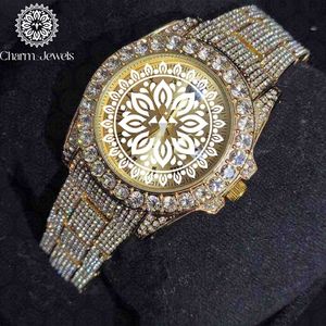 Charm_Jewels Luxury Women's Yellow Gold Diamond <b>Watch</b> Round Analog Quartz 40mm Sapphire Crystal Butterfly Clasp - Product Image 4