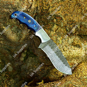 Couteau de chasse et de camping professionnel en acier Damas à lame fixe, personnalisable, haute qualité, avec étui en cuir EDC – Vente chaude - Product Image 4