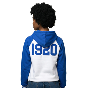 Sweat à capuche bicolore Zeta Phi Beta ZPB avec broderie chenille des lettres grecques, en polaire pour femme, vêtement haut de gamme - Product Image 4