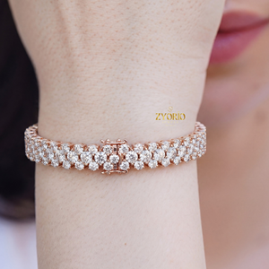 Sterling Silver Classic Double Row Lab Grown Diamond Statement <b>Bracelet</b> Elegant Sparkling Luxury Jewelry Women Wedding Gift - Product Image 6