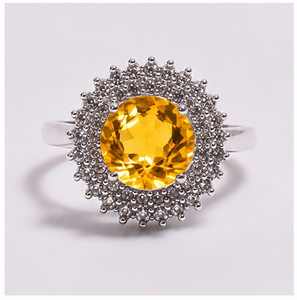 Citrine Silver <b>Ring</b>, Handmade Citrine Gemstone <b>Ring</b>, November Birthstone <b>Ring</b>, <b>Statement</b> Cocktail <b>Ring</b>, Vintage Style Je - Product Image 2