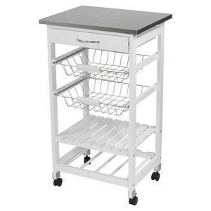 Space Saving Metal <b>Kitchen</b> Trolley <b>Rack</b> With Modern Design And Extra Utility Storage Compartments For Homes - Product Image 1