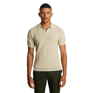 Polo tricoté pour homme Josh, manches courtes, coton premium texturé, coupe ajustée, décontracté, élégant, pour l'été, respirant, vente en gros - Product Image 5