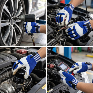<b>Top</b> Quality Goatskin Leather Mechanic Work Gloves Anti Slip Heavy Duty Heat & <b>Spark</b> Resistant Gardening Gloves - Product Image 6