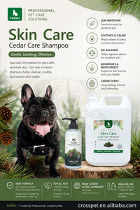 Champú para mascotas Cedarwood calmante y para piel sensible con fórmula medicada Calm Repair para piel irritada y con picazón, con aroma amaderado. - Product Image 1
