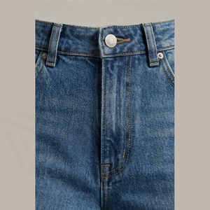 Jean en denim taille haute à jambe large pour homme, en coton délavé, coupe décontractée, style automne - Product Image 4