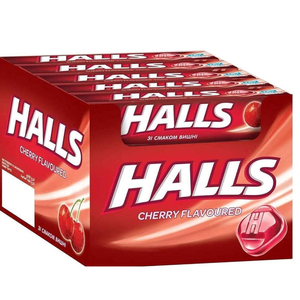 Premium Quality 1 <b>Box</b> Halls Menthol Cherry Flavor Cold and Cough Relief 30 Halls Cherry Cough <b>Drops</b> Per Bag - Product Image 3