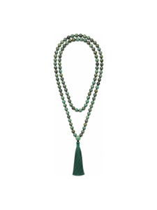 108 perles de prière Mala en turquoise africaine |   Perles de Mala nouées à la main |   Collier de méditation tibétain - Product Image 1