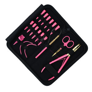 Kit de herramientas premium para extensiones de cabello rosa con pinzas profesionales para seccionar, agujas curvas con bucle para enhebrar, alicates crimpadores de 2 orificios - Product Image 1