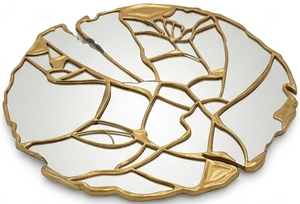 Modern Abstract Aluminum <b>Frame</b> Wall <b>Mirror</b> <b>Gold</b> Finish Decorative Organic Leaf Shape Hanging Wall <b>Mirror</b> Luxury Home Decor - Product Image 2