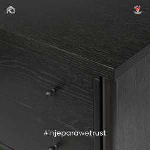 Classic Solid Wood Nightstand 2 <b>Drawer</b> <b>Black</b> Wooden <b>Bedside</b> Table European Style Bedroom Furniture - Product Image 3