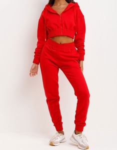 Ensemble 2 pièces pour femme à séchage rapide avec logo personnalisé, comprenant un haut court à capuche à manches longues et un pantalon de survêtement zippé - Product Image 6