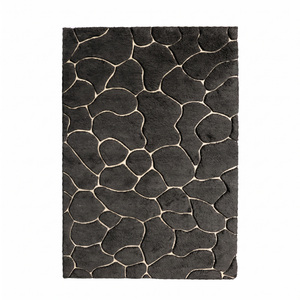 DECORDEC Tapis en laine tufté à la main, motif filigrane bronze, antidérapant, écologique, moderne, motif mosaïque galets, à poils épais - Product Image 1