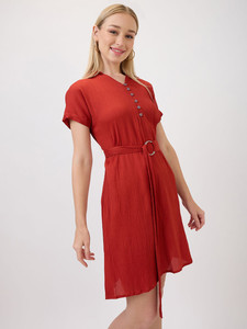 Vestido Midi Formal para Mujer, 100% Transpirable, Mangas Cortas, Tela Fresca y Holgada, Logotipo Personalizado Impreso, Lavable, de Alta Calidad - Product Image 2