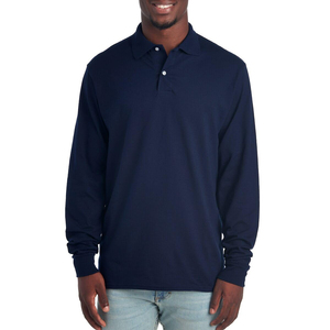 Polo de manga larga informal para hombre, mezcla de poliéster, tela transpirable, diseño cómodo, ajuste cómodo para la actividad diaria. - Product Image 4