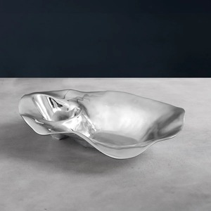 Enfriador de Vino y Bandeja de Hielo para Mariscos de Lujo en Forma de Concha de Almeja Plateada, Bañera para Bebidas de Aluminio Fundido Náutico de Forma Libre - Product Image 4