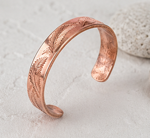 Authentic Nature <b>Engraved</b> Pure Metal Open Cuff <b>Bangle</b> Minimalist Copper Jewelry by Metalsmith Handmade Technique - Product Image 4