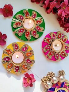 Lotus Tea Light Holder Potli Bag Ecológico Festivo Pooja Favor Diwali Boda Inauguración DE LA CASA Regalo de devolución corporativo Navidad - Product Image 3