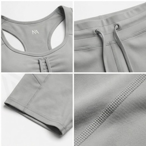 North Approach 2 Piece Yoga Set Racerback Crop <b>Top</b> High Waist Shorts With Pockets <b>Sweat</b> Wicking Breathable Sportswear - Product Image 5