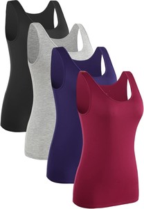 Débardeur de sport pour femme en dentelle, couleur unie, sans manches, col rond, tricoté, respirant, écologique, décontracté, noir et blanc, lot de 4 - Product Image 4