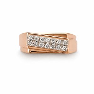 Mens 14KT rose Gold Rectangular Micro Pave Cubic Zirconia Signet <b>Ring</b> Polished Minimalist <b>Statement</b> Wedding Party Gift - Product Image 1