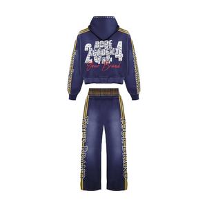 2024ชุดวิ่งแนวสตรีท2ชิ้นของผู้ชายชุดวิ่งจ๊อกกิ้งกางเกงวอร์มมีฮู้ดกางเกงพิมพ์ลายเป็นมิตรกับสิ่งแวดล้อมสำหรับฤดูหนาว - Product Image 2