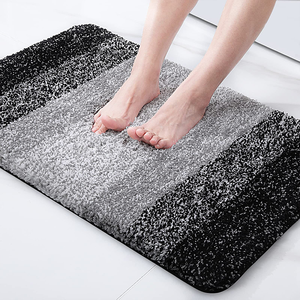 Minimalist Rectangle Chenille Bath Mat With Rubber Backing Anti Slip Solid Color For Bathroom <b>Floor</b> - Product Image 1