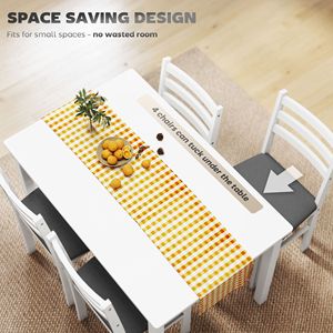 Ensemble de table de cuisine blanche de style farmhouse 5 pièces pour 4 personnes avec chaises rembourrées et pieds en bois de caoutchouc, petit ensemble de salle à manger - Product Image 6