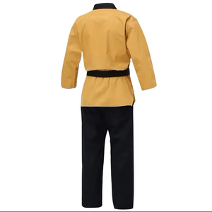 Taekwondo Uniform Adult Unisex 100% Cotton Durable 400g Yellow Top Black Pants Regular Fit Breathable Martial Arts Wear - Product Image 6
