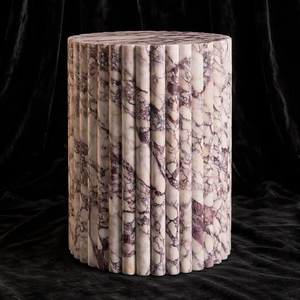 Table d'appoint de luxe en marbre cannelé, table cylindrique ronde en pierre pour salon, table cylindrique pour l'aménagement intérieur - Product Image 1
