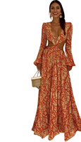 Robe longue d'été grande taille pour femme, style bohème décontracté, col en V, sans manches, à pois, à rayures, à motifs floraux et cachemire, pour le streetwear