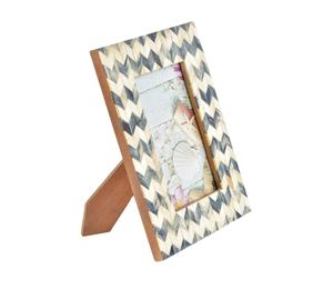 Blue and White Bone Inlay <b>Photo</b> <b>Frames</b> With Chevron Design <b>Photo</b> <b>Frame</b> for Table Decor Hand Carved <b>Photo</b> <b>Frame</b> Eco Friendly - Product Image 1