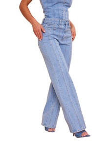 เสื้อแขนกุด & กางเกงยีนส์ผู้หญิงชุดครอปยีนส์2ชิ้นเอวลอยทรงตรงกางเกงยีนส์2026 - Product Image 2