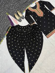 Conjunto de Dhoti Blanco Especial para Eid para Mujer, Dhoti Étnico de Diseñador con Kurti, Ropa Festiva Indo-Occidental, Atuendo para Fiestas de Ramadán - Product Image 5