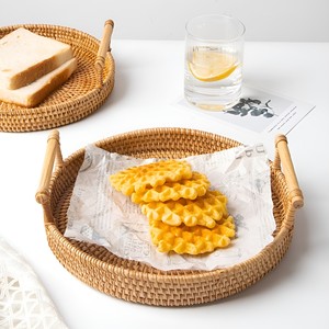 Cheapest price rattan wooden <b>breakfast</b> <b>tray</b> sustainable wood dinnerware <b>trays</b> for catering food - Product Image 4