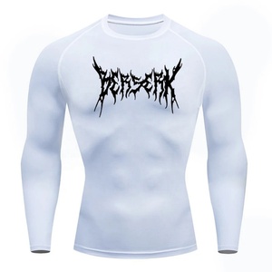 <b>Men's</b> Customize Long Sleeve Rashguard BJJ MMA Muay Thai Grappling Compression 4-Way <b>Stretch</b> Polyester Spandex Sublimation - Product Image 4